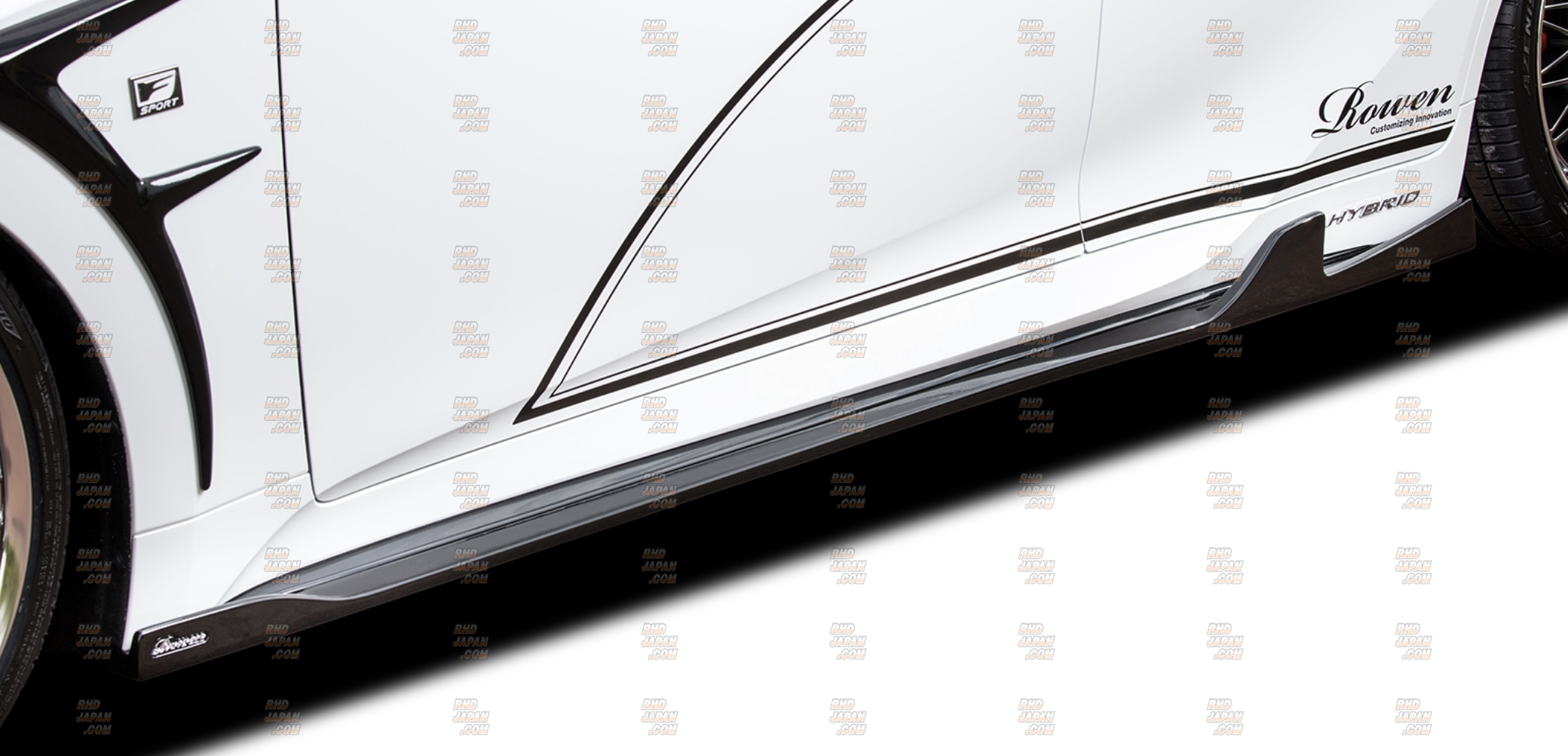 Rowen World Platinum Side Step Set Wet Carbon - Lexus IS F-Sport Kouki Model / After Minor Change